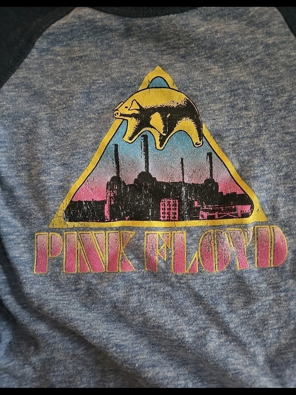 Pink Floyd Navy and Heather Blue Raglan Baby One-Piece - Picture 2 of 3